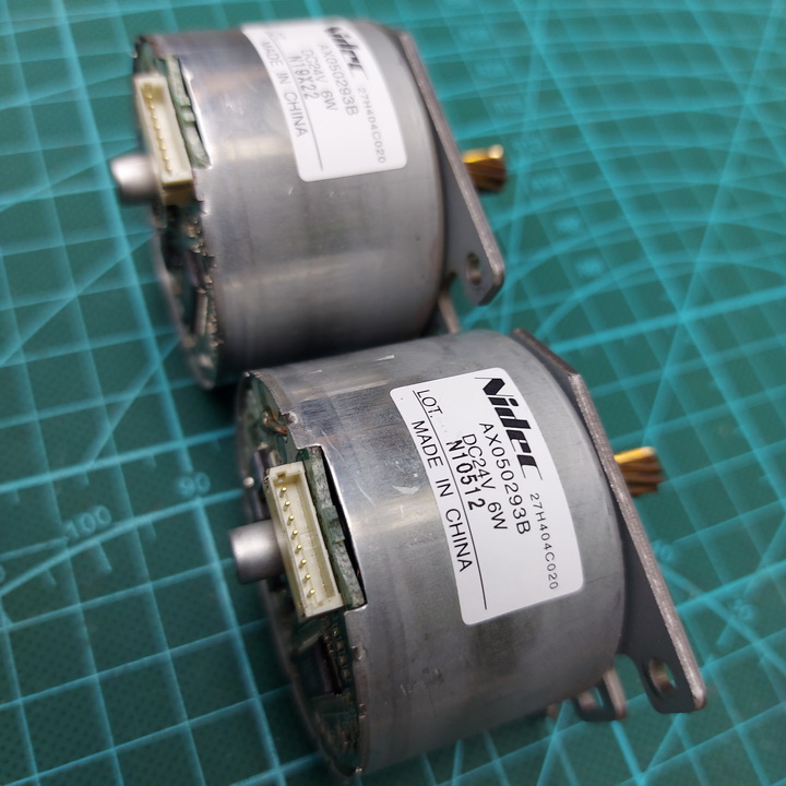 Bộ 2 cái motor không chổi than BLDC, điện áp 12-24Vdc, công suất 6W (hoặc 8.8W), hiệu Nidec (hoặc Servo) được tháo từ máy Photocopy.