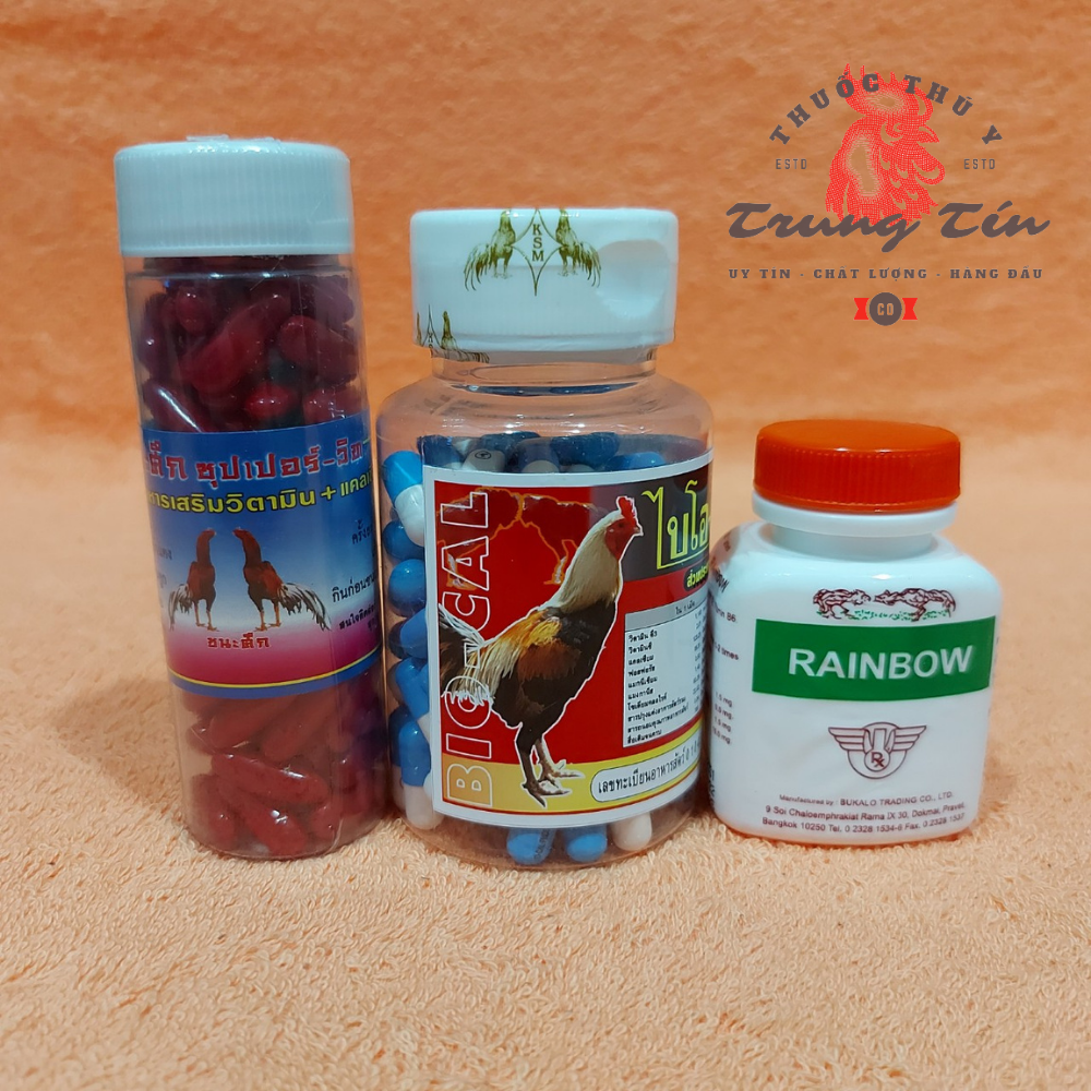 combo 3 lọ thuốc gà đá - bộ nuôi chuyên dụng dành cho gà đá ( mỏi lọ / 100 viên ) mau lên nước máu , nhanh lên bo đá