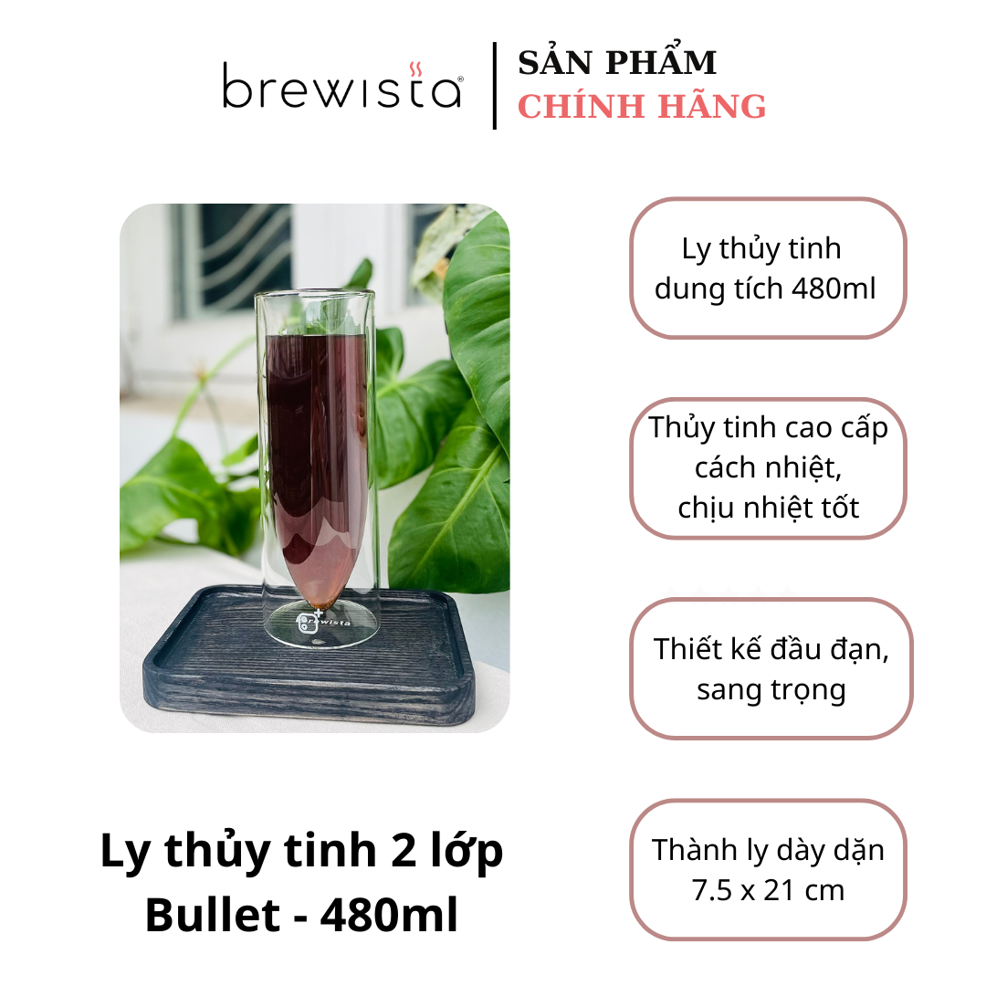 Ly cà phê thủy tinh 2 lớp brewista - 480ml