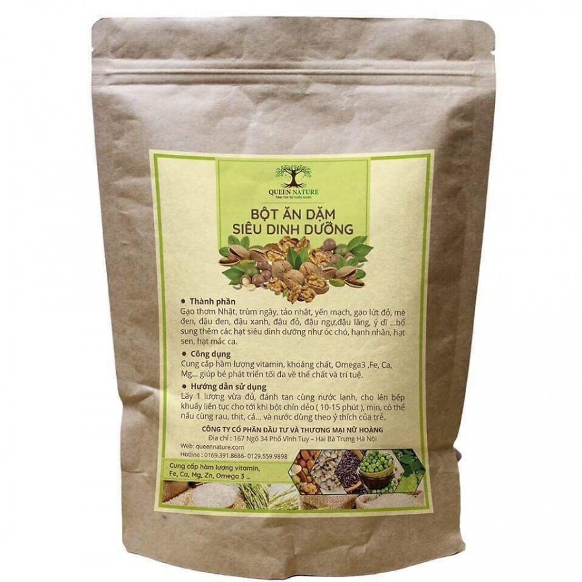 Bột ăn dặm, Bột ăn dặm queen nature bịch 600gr