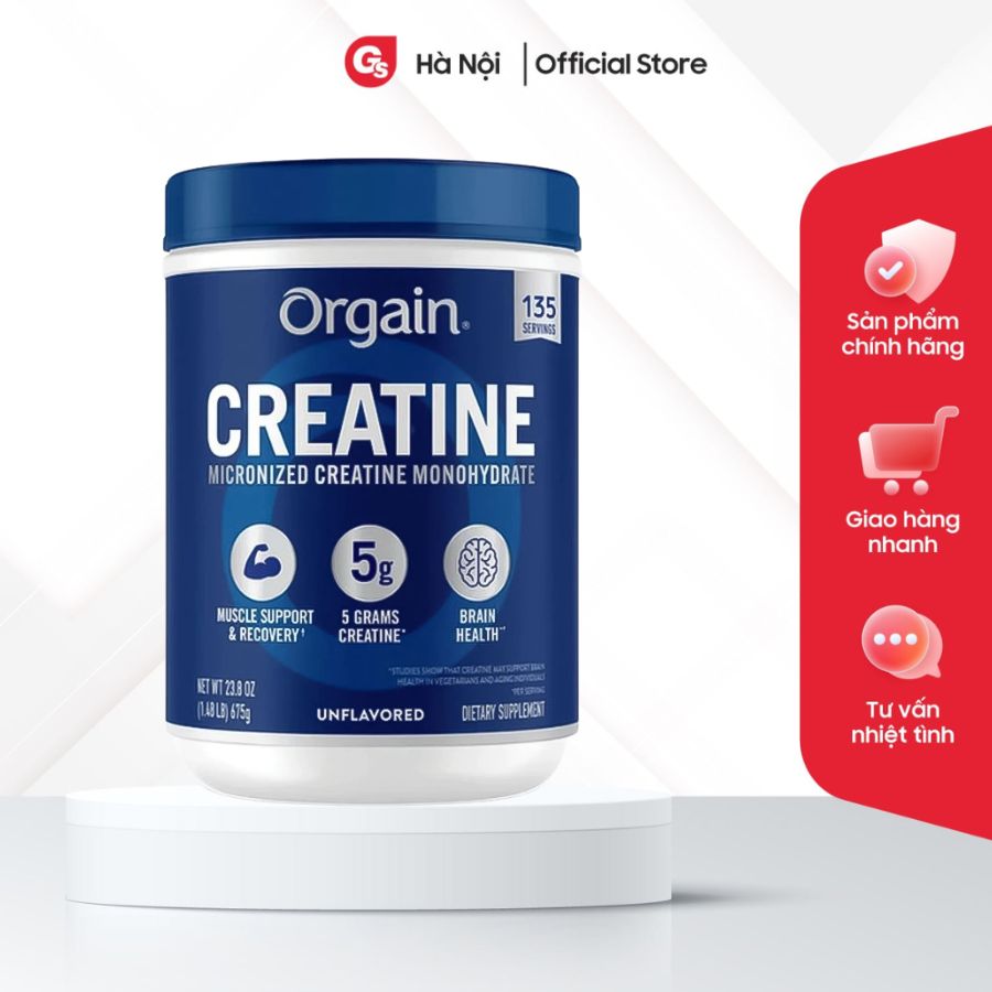 Bột Creatine tăng cơ phục hồi cơ bắp Orgain Creatine Monohydrate Micronized, creatine thuần chay, không gluten - GYMSTORE