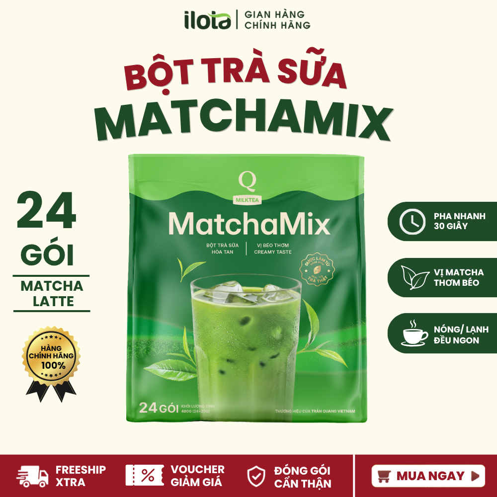 Trà sữa hòa tan MatchaMix (Bịch 24 gói) - Trần Quang