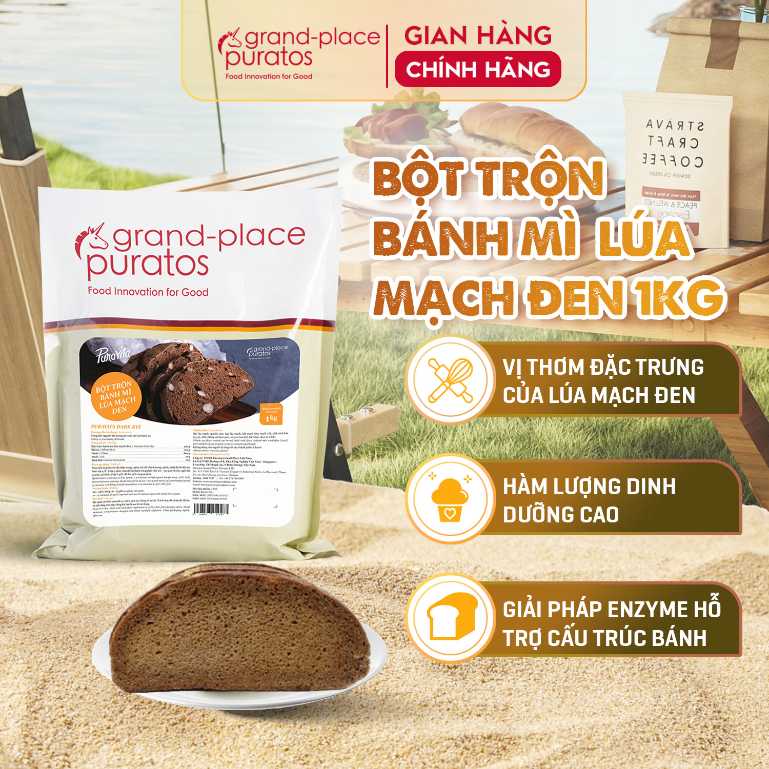 Bột trộn bánh mì lúa mạch đen puratos grand-place vn -1kg