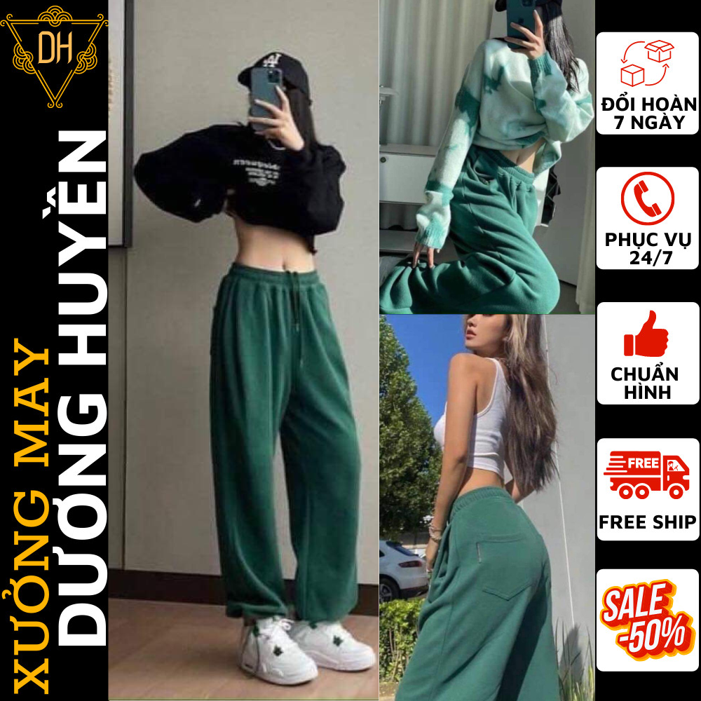 Quần jogger nữ xanh rêu thể thao ống rộng nỉ cotton cá tính ,quần jogger xanh rêu ,quần jogger nữ form rộng, quần jogger nữ ống suông, quần jogger nữ dây rút, quần jogger nữ thể thao, quần jogger nữ giá rẻ