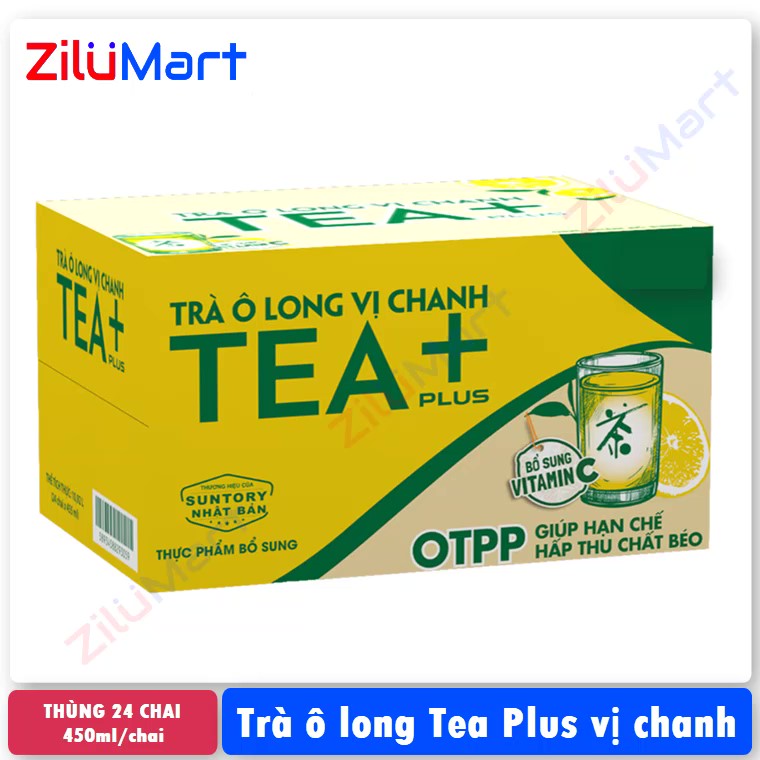 Trà ô long Tea Plus vị chanh thùng 24 chai loại 450ml