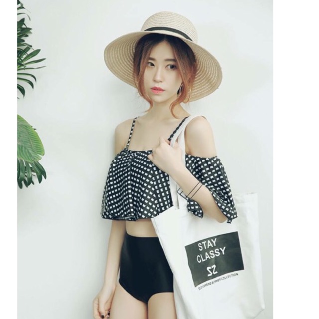 Bikini 2 mảnh họa tiết retro, bikini vintage có ảnh thật