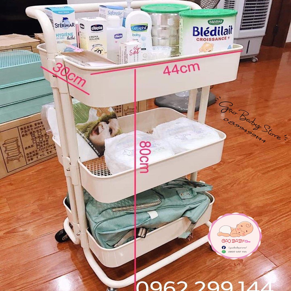 Kệ Ikea, kệ bỉm sữa đa năng đựng đồ cho bé, có tay đẩy, có bánh xe
