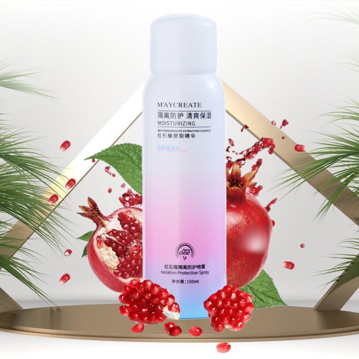 Xịt Chống Nắng Maycreate Nâng Tone Kiềm Dầu Không Trôi Dưỡng Ẩm Sáng Da Tức Thì Maycreate Moisturizing Spray SPF35+ PA+++ 150ml