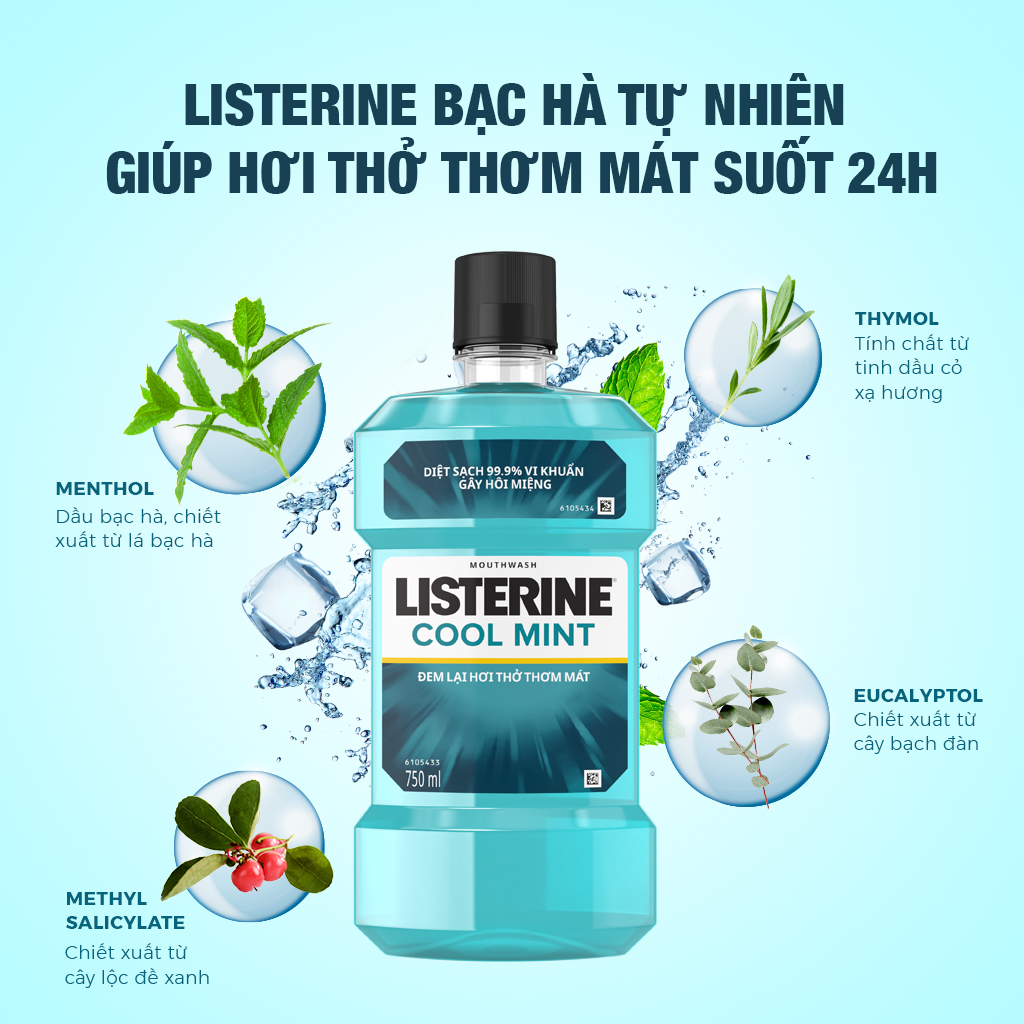 set 2 chai nước súc miệng LISTERINE  250ml nhỏ tiện dụng thai lan