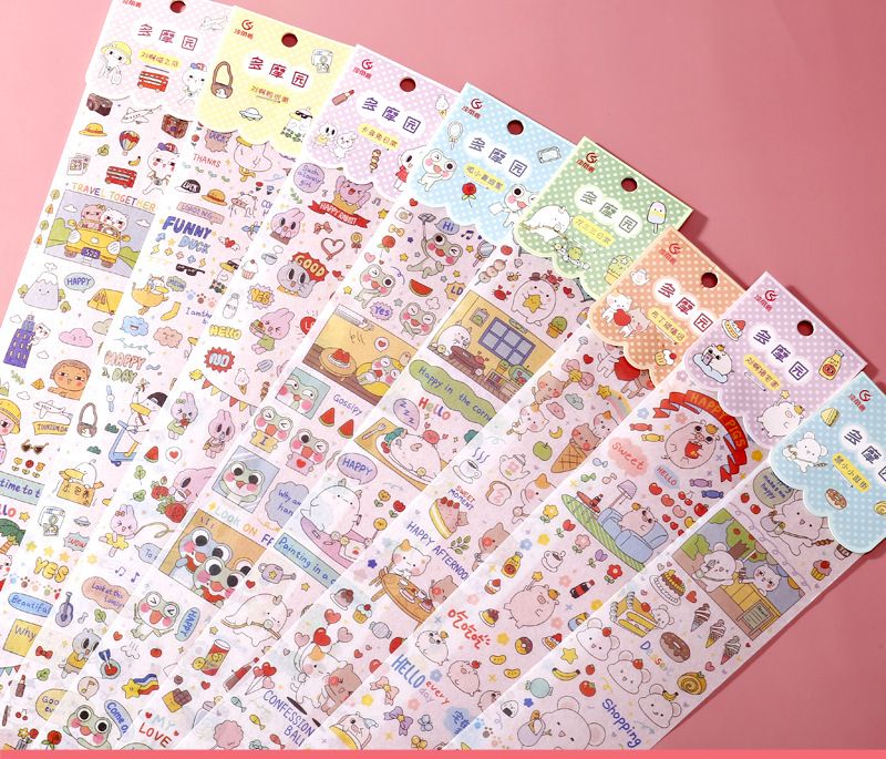 Hình dán sticker cute nền mờ hình cô gái, công chúa, động vật hoạt hình dễ thương