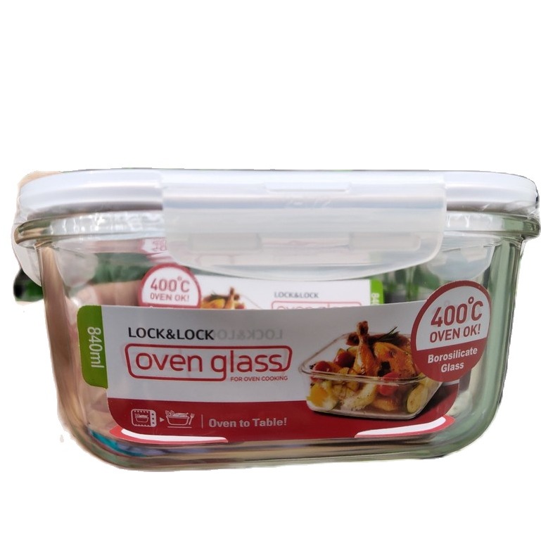 Thố thuỷ tinh vuông L and L 840ml có nắp đậy kín hơi chống tràn - tô thủy tinh - tho thuy tinh - hop thuy tinh co nắp