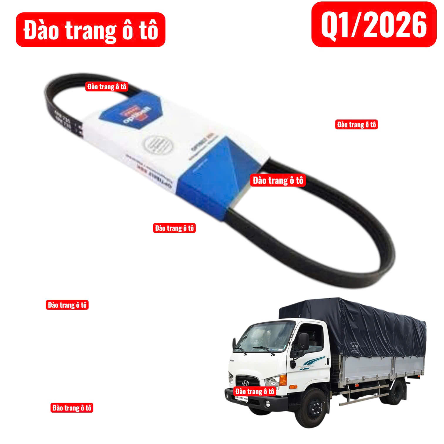Dây cô loa 8 pk 1540 OTLT nẹp hãng dùng cho xe huyndai mighty 2008 đến 2011 dây động cơ xe ô tô