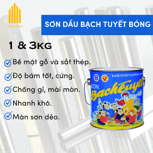 Sơn dầu bạch tuyết chính hãng đủ màu, 0.4 kg đến 16 kg