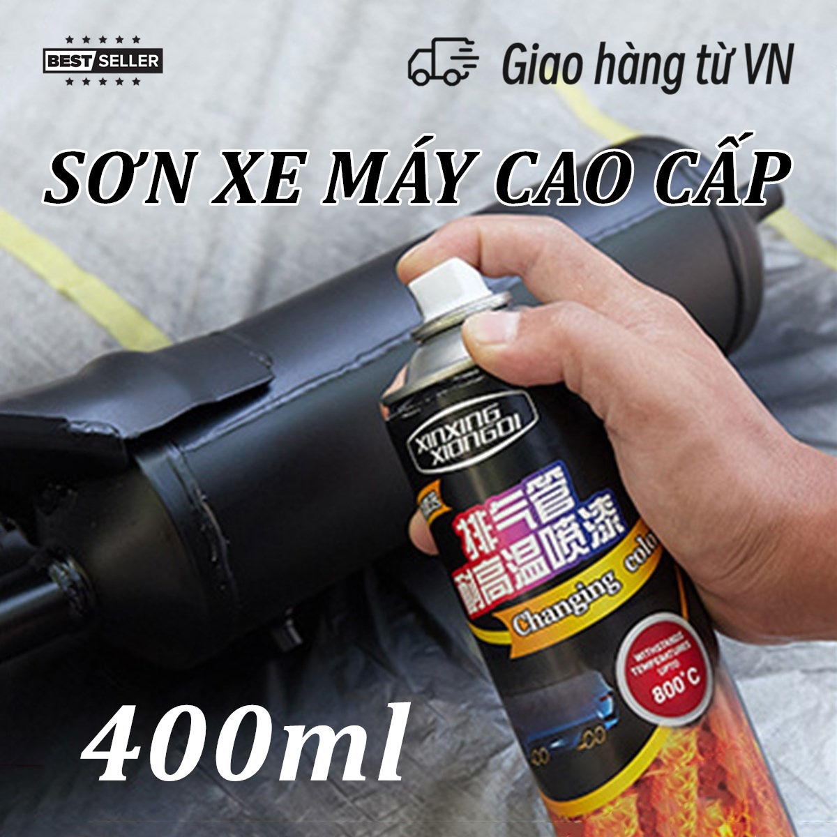 Chai sơn xịt sơn xe máy màu đen/bạc bóng - Đen Bóng, Màu Bạc