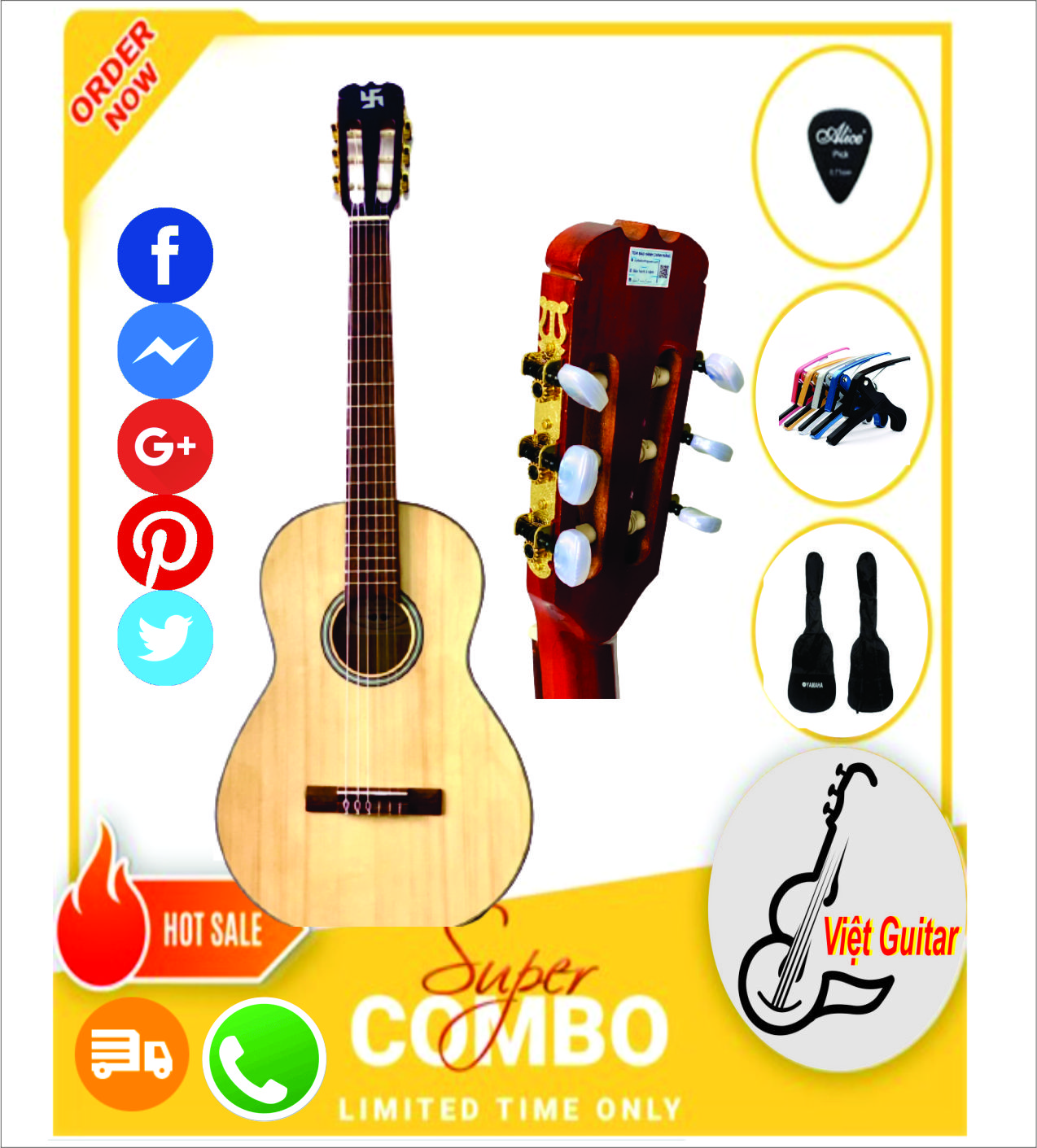 Guitar Bình Nguyên M70 - Guitar Classic Mini 3/4 Bán Chạy Nhất Tầm 1tr5 - Dễ Bấm, Tiếng Hay, Phụ Kiện Bao Da Đầy Đủ
