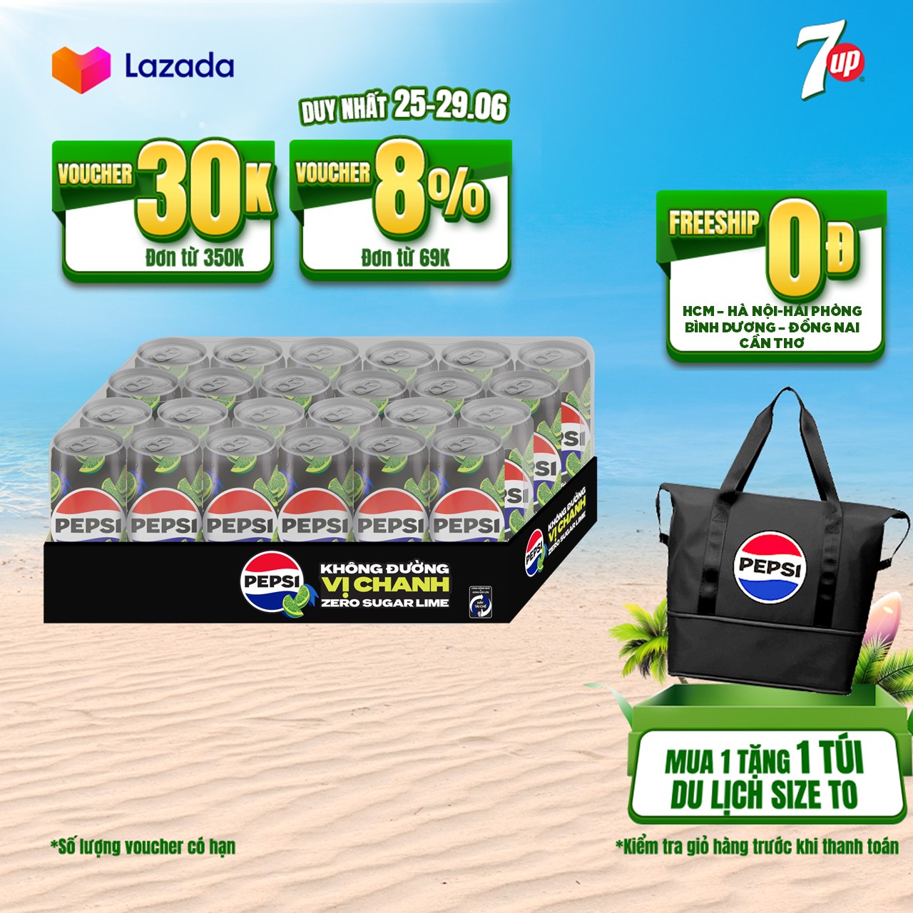 Thùng 24 Lon Nước Uống Có Gaz Pepsi Vị Chanh Không Calo (320ml/lon)