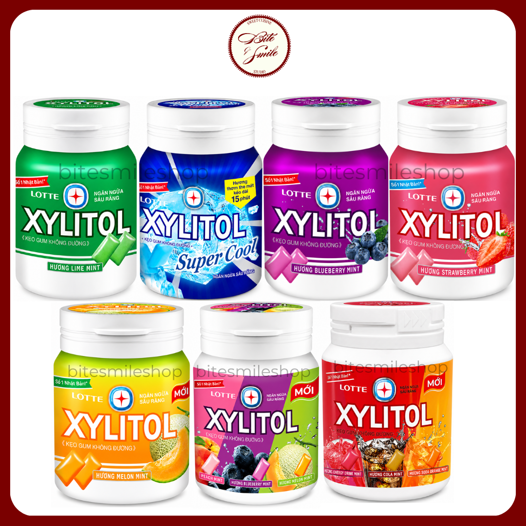Kẹo Gum Không Đường Lotte Xylitol Nhiều Hương Vị The Mát Lạnh (Lọ 55.1g)