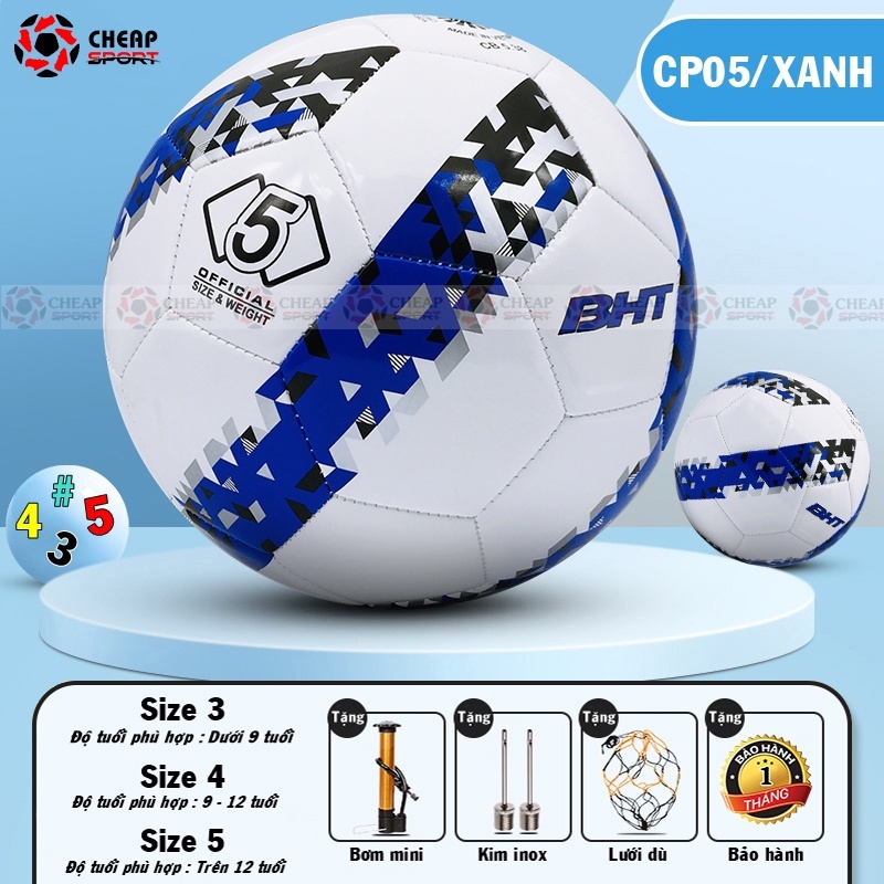 Quả bóng đá động lực chính hãng số 3 4 5 trái banh da cao cấp bách hiền đủ size trẻ em người lớn tiêu chuẩn thi đấu