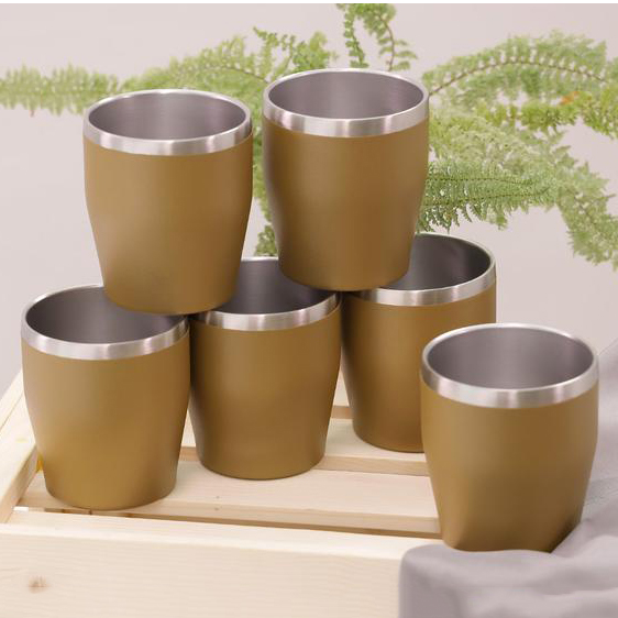 [Hàng chính hãng] Combo 6 Cốc giữ nhiệt inox Trino 350ml, Bằng Inox 304, Thành cao 9.3cm, Miệng rộng 8.2cm,  Hộp đựng Catton