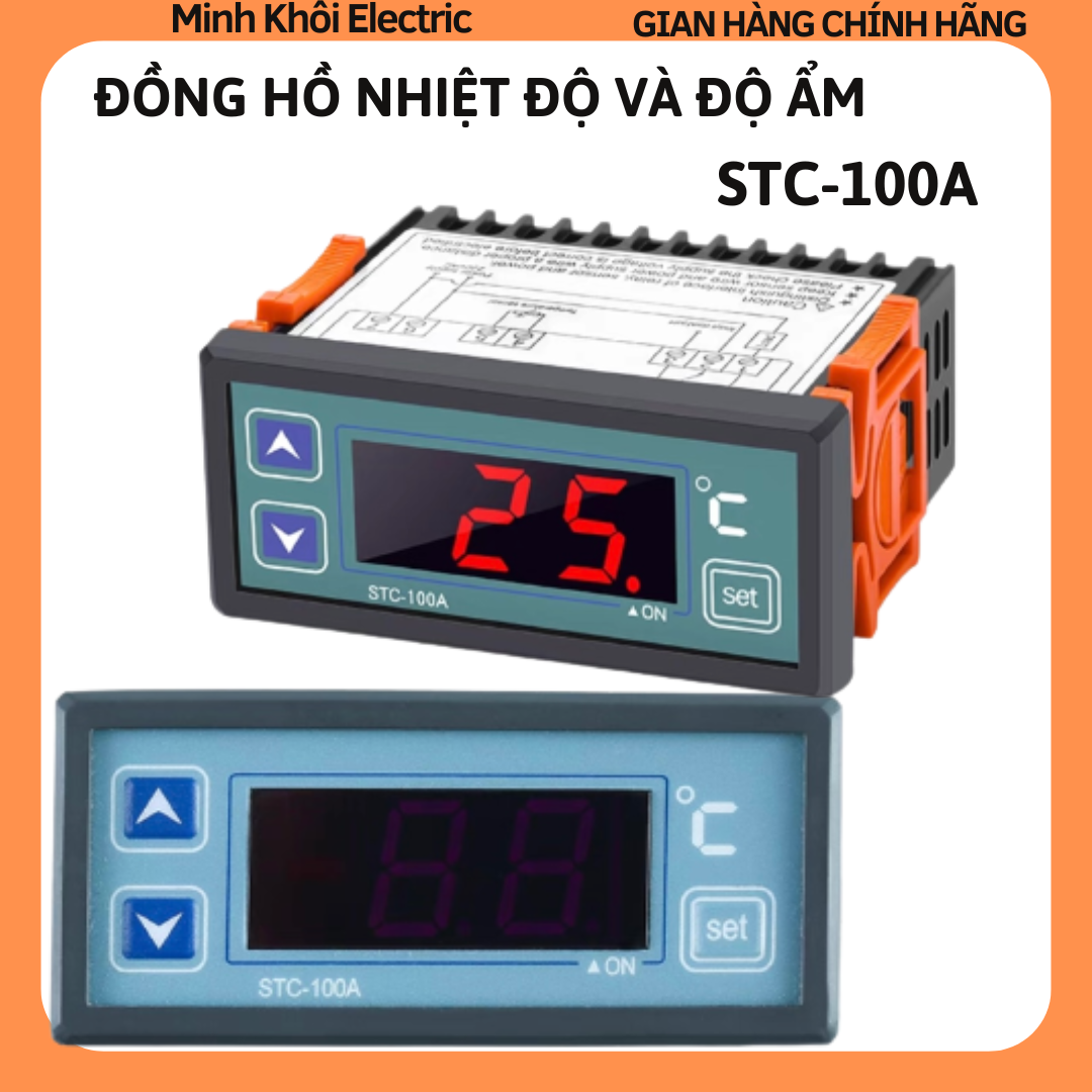 Bộ điều khiển nhiệt độ, độ ẩm kỹ thuật số kép STC-100A 12V/24V/220V, đồng hồ nhiệt độ, độ ẩm STC-100A, nhiệt kế điện tử STC100A,nhiệt kế độ ẩm STC-100A,đồng hồ STC100A, dong ho STC100A,đồng hồ độ ẩm STC100A