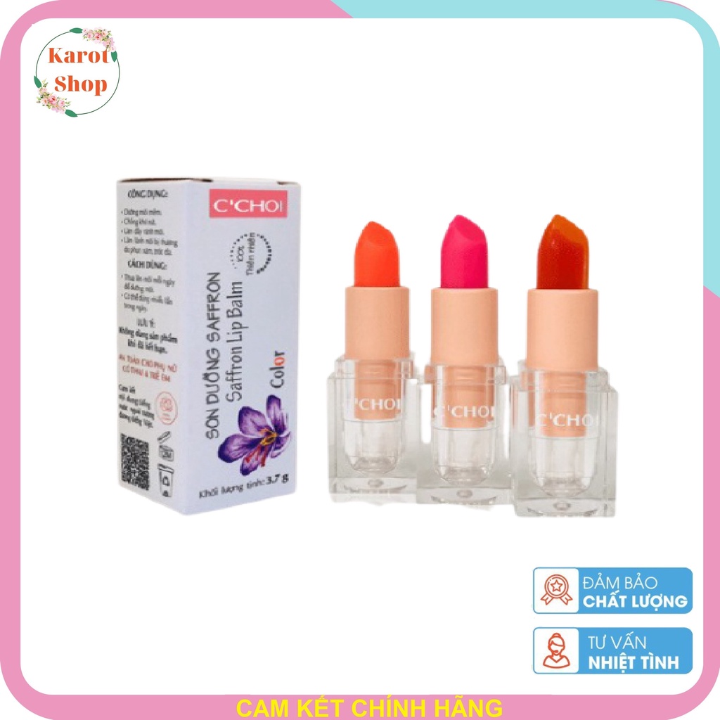 Son dưỡng môi saffron color c’choi có 3 màu chính hãng