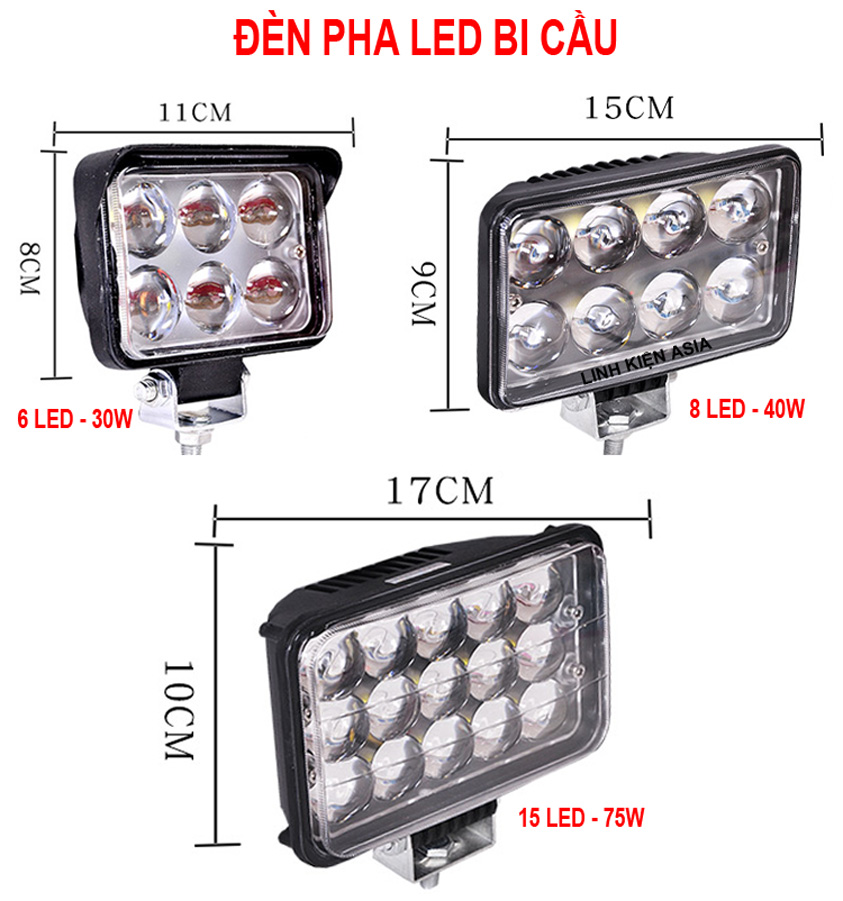 Đèn pha led ánh sáng trắng 12V bi cầu siêu sáng gắn ô tô – xe nâng - đèn trợ sáng xe tải