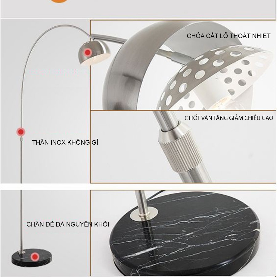 Hot-selling household goods ĐÈN ĐỨNG BOW SIZE S - HÀNG LOẠI 1( CÓ TĂNG GIẢM CHIỀU CAO) - ĐÃ KÈM BÓNG LED