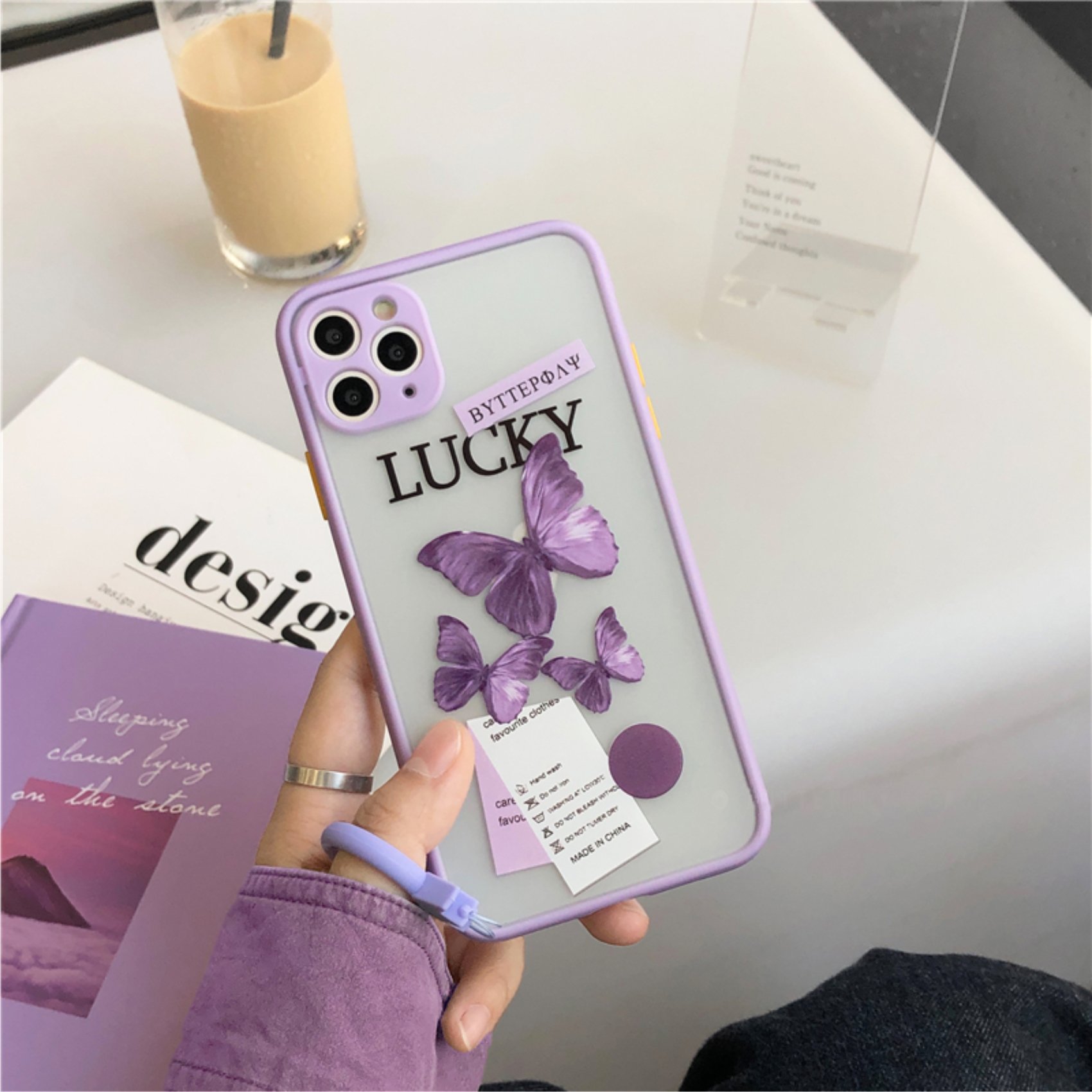 Ốp Lưng Nhám Chống Sock Va Đập Bảo Vệ Camera Butterfly Lucky