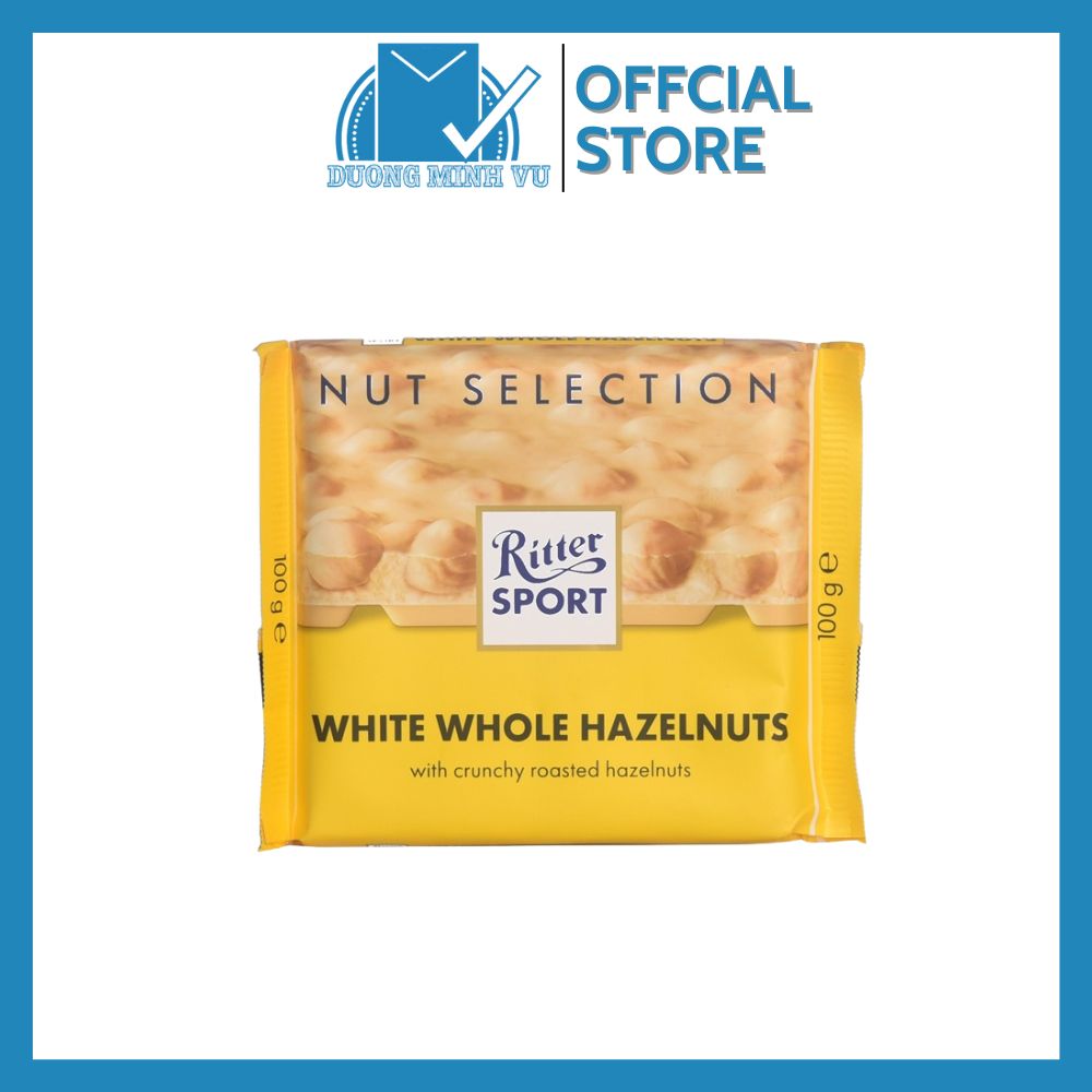 Sô-cô-la trắng Hạt dẻ Ritter Sport White Whole Hazelnuts 100g