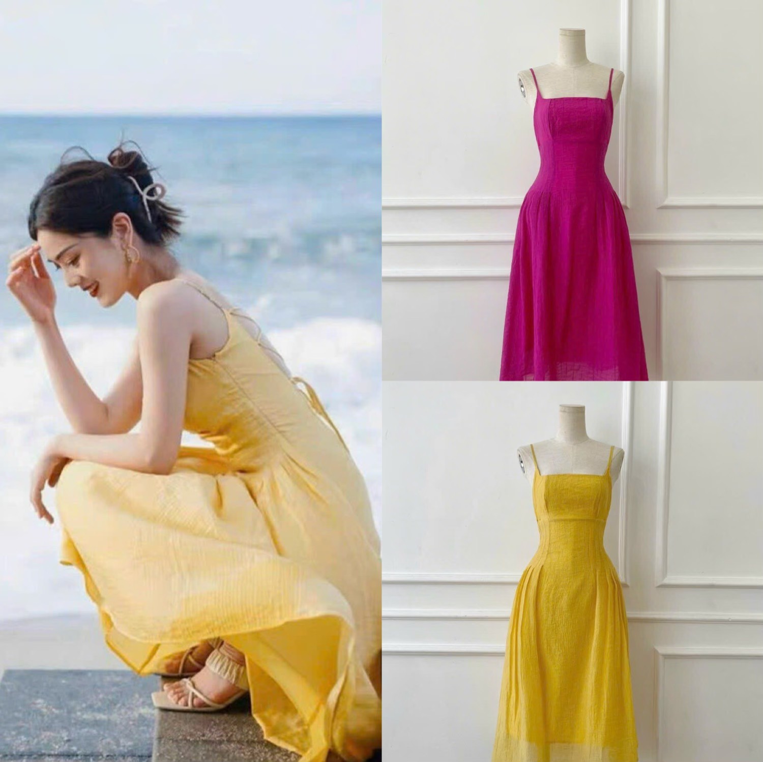 Đầm thiết kế 2 dây dáng dài đan dây lưng N5