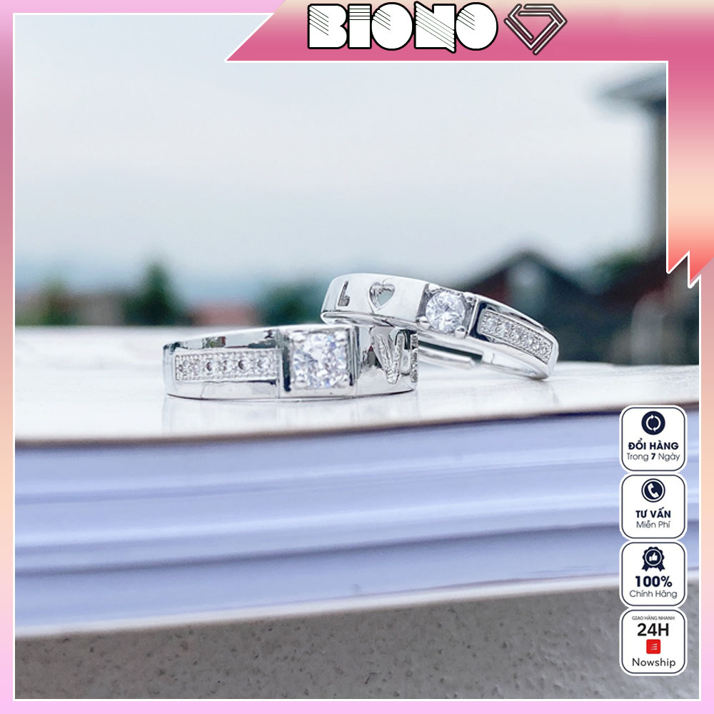 Nhẫn đôi tình yêu đính đá giá rẻ đẹp nam nữ cao cấp NB06
