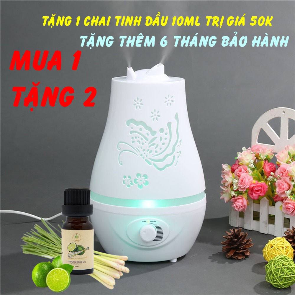 Máy Xông Tinh Dầu Đèn Xông Tinh Dầu Hồ Điệp 2 Vòi Dung tích lớn 2,5 Lít  Cho Phòng Lớn, Nhà Hàng, Shop... (Tặng Tinh Dầu)