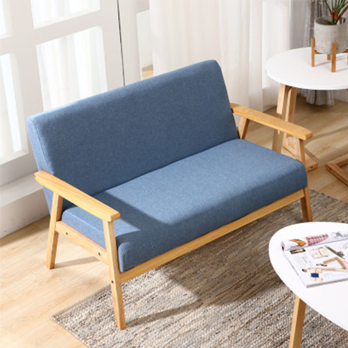 Sofa gỗ IBIE Tokai khung gỗ cao su tùy chọn kích thước, màu sắc, nệm mousse D40 bọc da cao cấp, phong cách hiện đại, chất lượng xuất khẩu