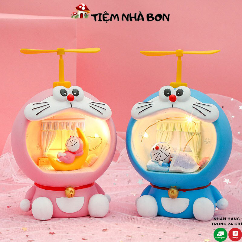 Đèn ngủ LED trang trí hình Doraemon dễ thương 2 màu lựa chọn, Đèn ngủ decor phòng xinh xắn