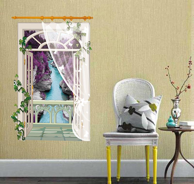 Decal trang dán tường của sổ lãng mạn tím sk9022a