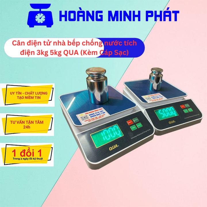 Cân nhà bếp chống nước 3kg/0.5g - 5kg/1g qua sạc usb. bảo hành 12 tháng