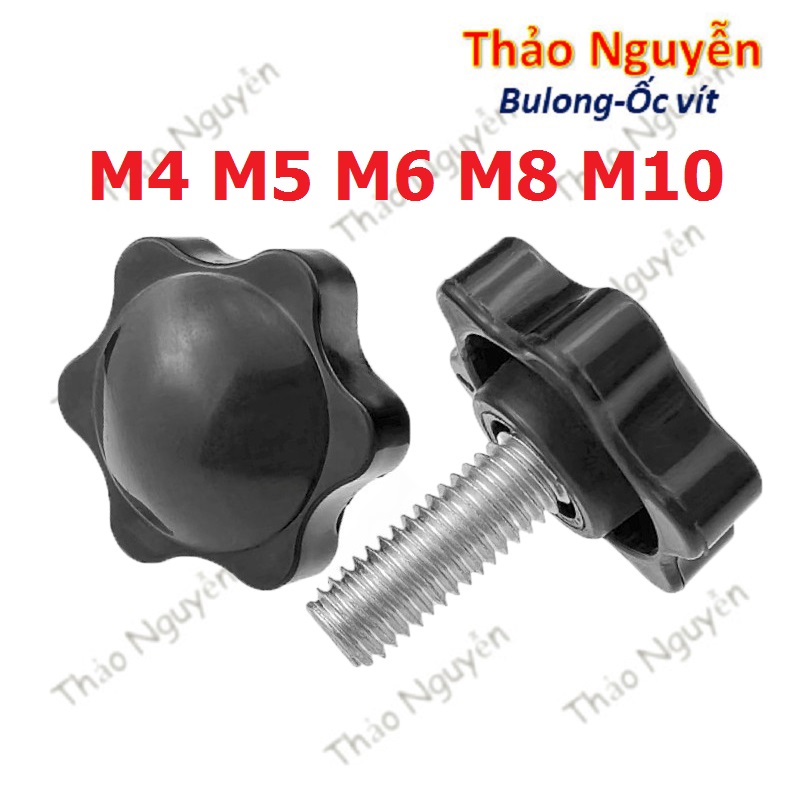 Núm vặn ren hoa mai, núm khóa vặn bằng thép m4 m5 m6 m8 m10