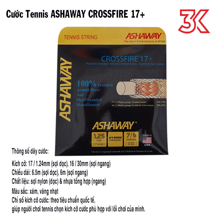 Dây Cước Vợt Tennis Ashaway Crossfire 17