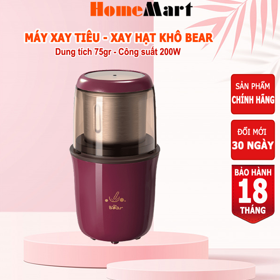Máy xay hạt khô xay tiêu BEAR công suất 200W, máy xay mini xay cà phê, xay bột khô, HOMEMART – Hàng chính hãng bảo hành 18 tháng