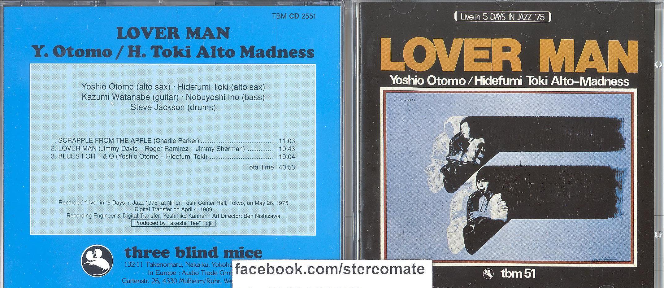 stereomate - Đĩa nhạc - CD gốc: Y. Otomo / H. Toki Alto - Lover Man [TBM West Germany - new sealed]