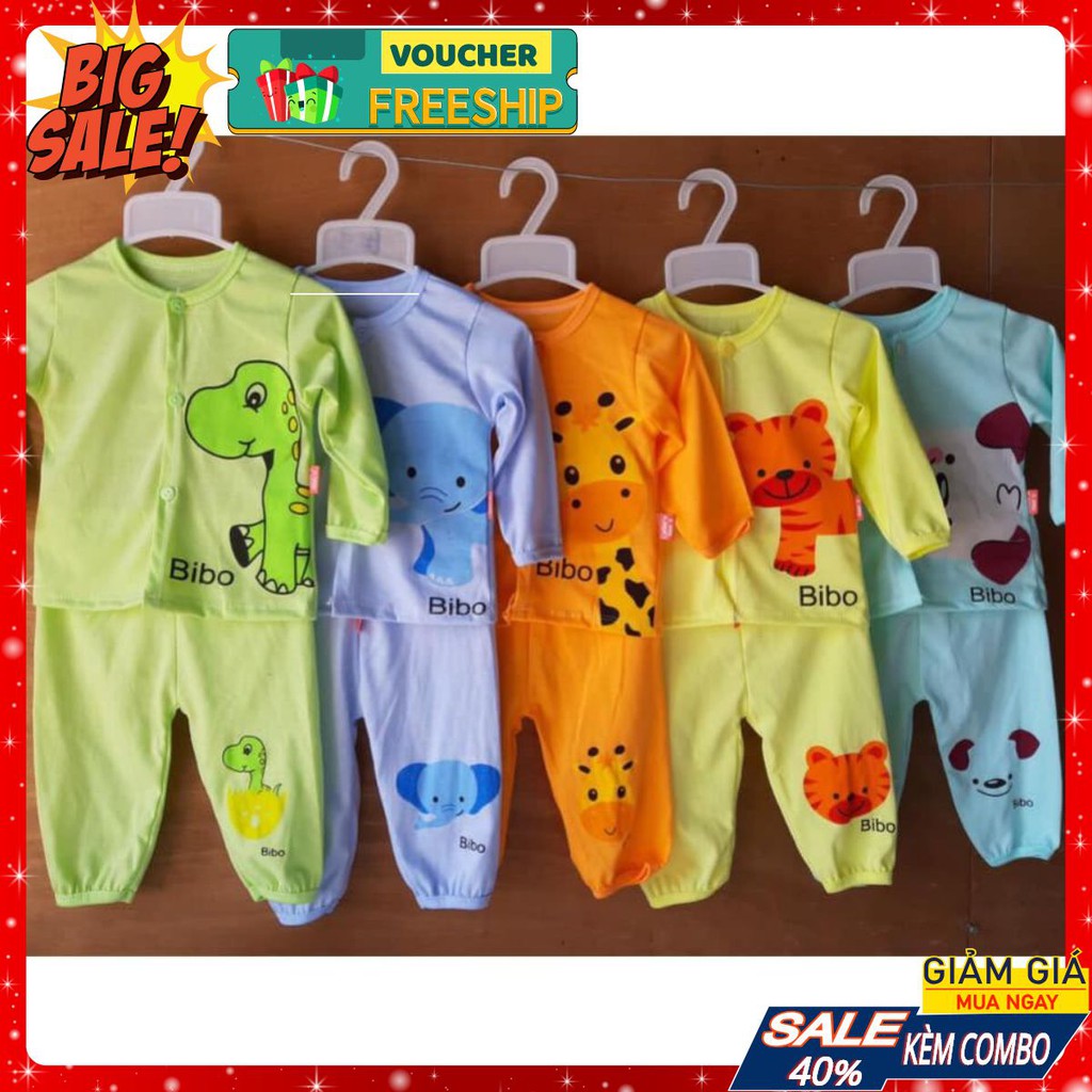 Combo 5 bộ carter dài tay hình thú cài cúc giữa cho bé trai, bé gái từ 5-15kg, quần áo sơ sinh, quần áo cho bé