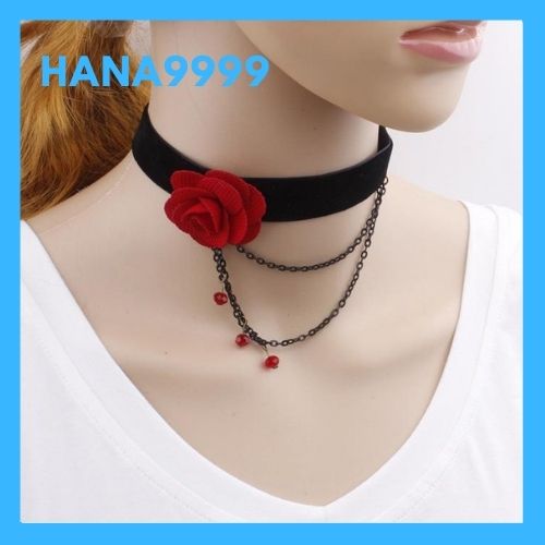 [HCM]Vòng cổ nữ choker hoa hồng đỏ quyến rũ mẫu mới kèm video