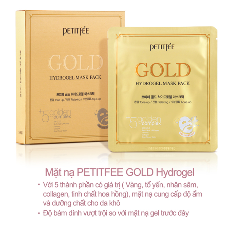 Mặt nạ mặt PETITFEE Gold Hydrogel Mask Pack (vàng 24K) (date: 30/09/2024)