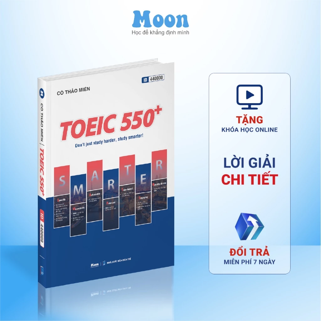 Sách Toeic 550+, Ôn thi toeic 2 kỹ năng reading & listening 2024 - Moonbook