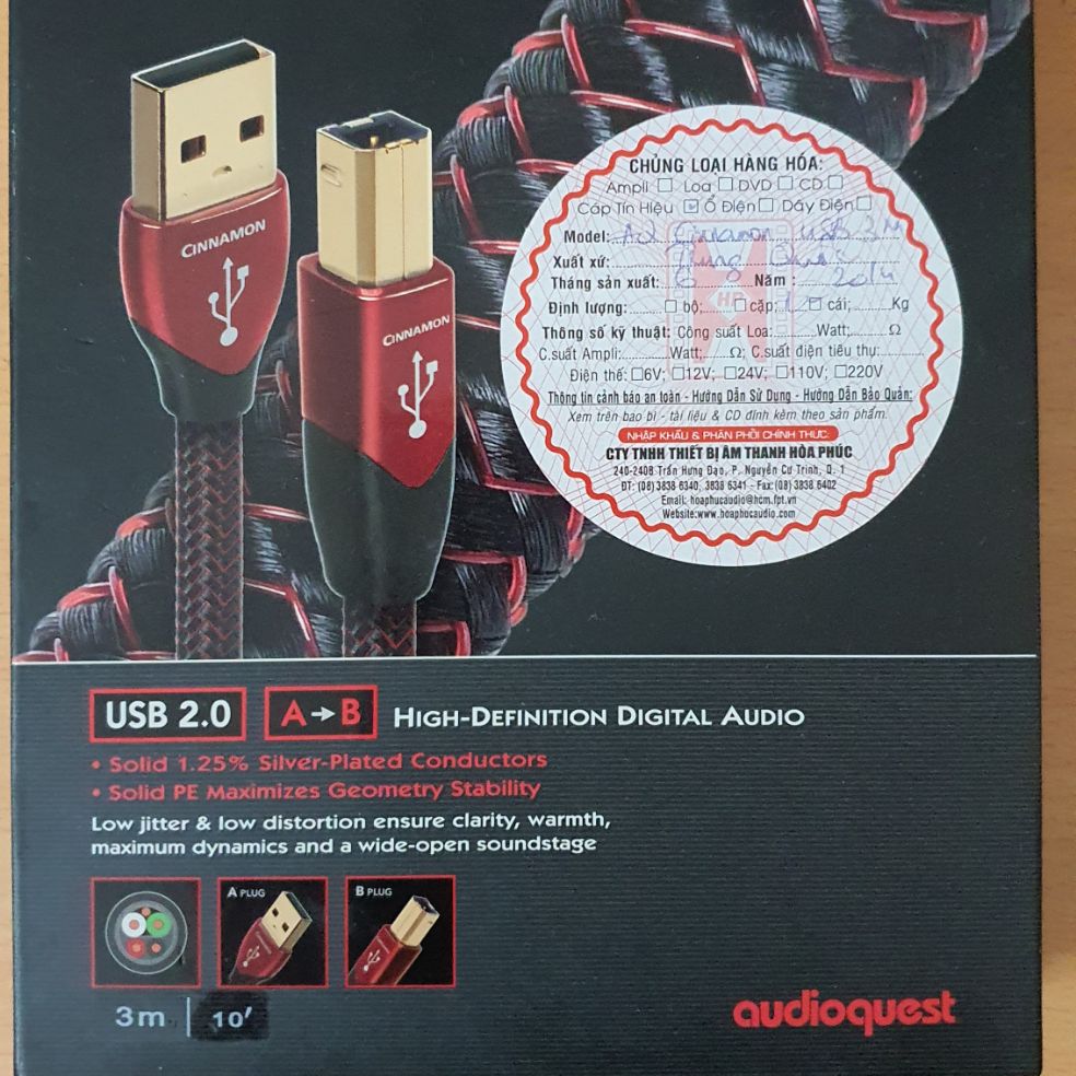 Dây usb audio chính hãng audioquest 3m