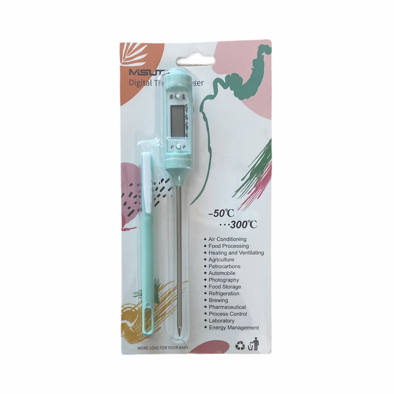 Nhiệt kế đo nước pha sữa, đo nhiệt độ nước, thức ăn Misuta [Hàng chính hãng]