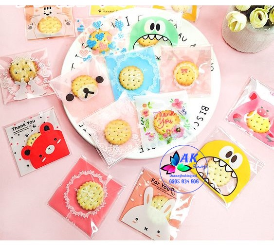 Set 100 túi gói cookie 7x7+3