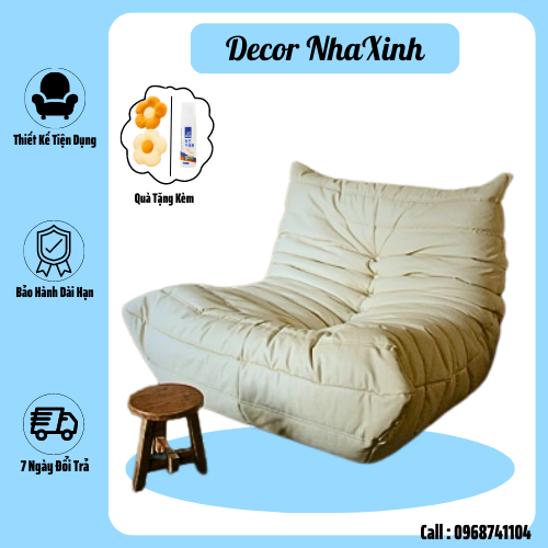 Ghế Thư Giãn Togo Phòng Khách DECOR NHAXINH Ghế Lười Chất Liệu Da Pu Khung Mút Mật Độ Cao Với 3 Màu Cơ Bản Món Quà Ý Nghĩa