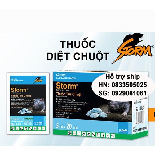  Hanpet - Hộp 5 gói mỗi gói 20 viên Thuốc Diệt Chuột Storm CHỐNG ĐÔNG MÁU  THUỐC CHUỘT 413d - HP10032LV 
