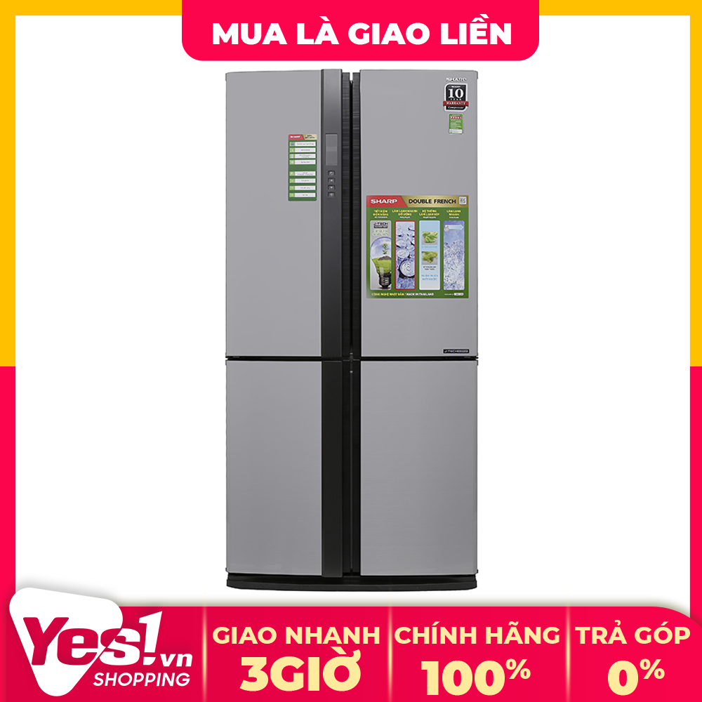 Tủ lạnh sharp inverter 678 lít sj-fx680v-st - bảo hành chính hãng - voucher 10% lên đến 800k